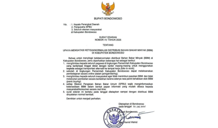 Bupati Bondowoso Dorong ASN Gowes dan Sekolah Daring Saat BBM Langka