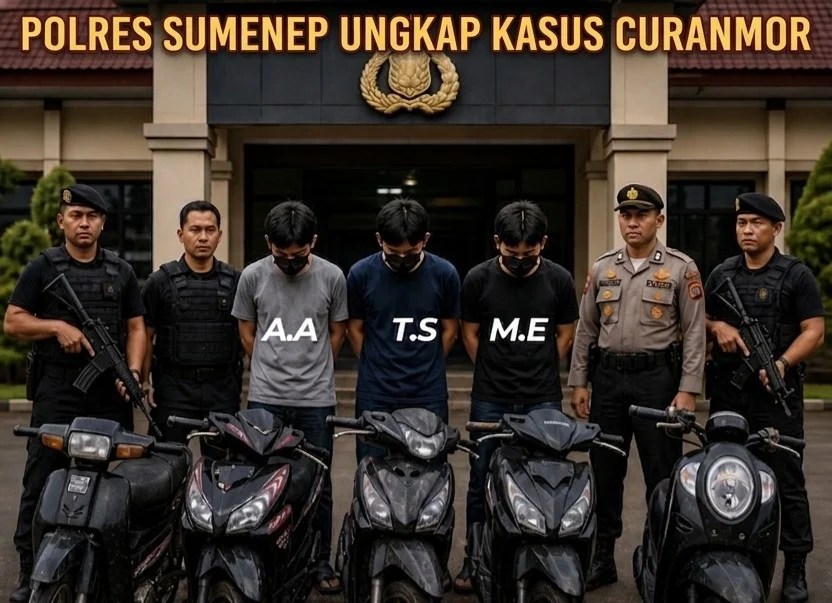 Polres Sumenep Ungkap Kasus Curanmor di Tiga Lokasi, Tiga Tersangka Diamankan