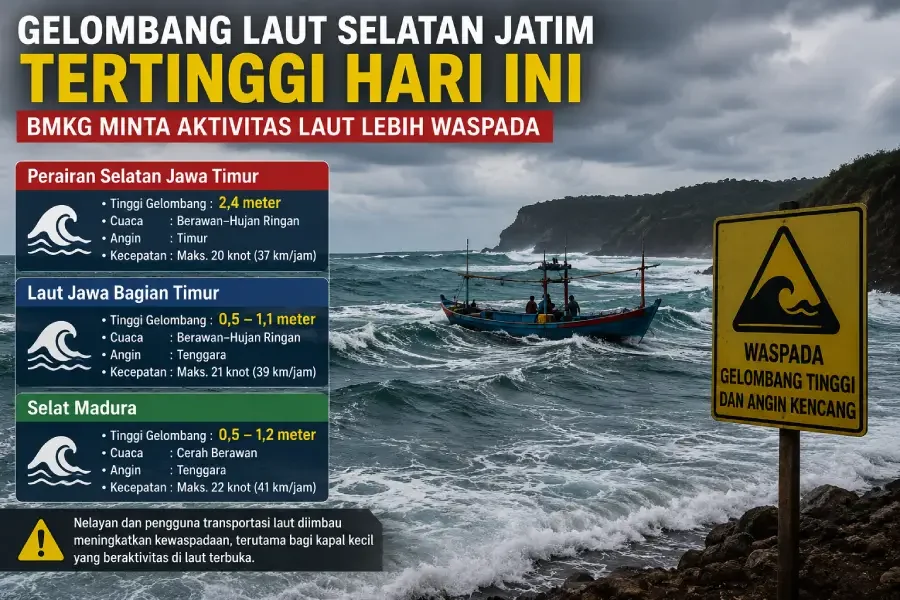 Gelombang Laut Selatan Jatim Tertinggi Hari Ini, BMKG Minta Aktivitas Laut Lebih Waspada